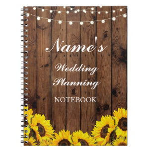 Rustic Notebook Wedding Planning Sunflower Notes