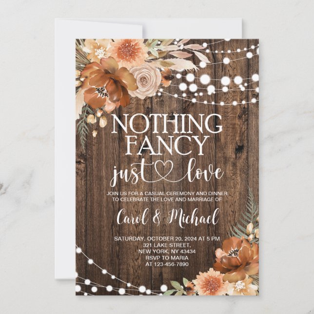 Rustic Nothing Fancy Just Love invitation (Front)