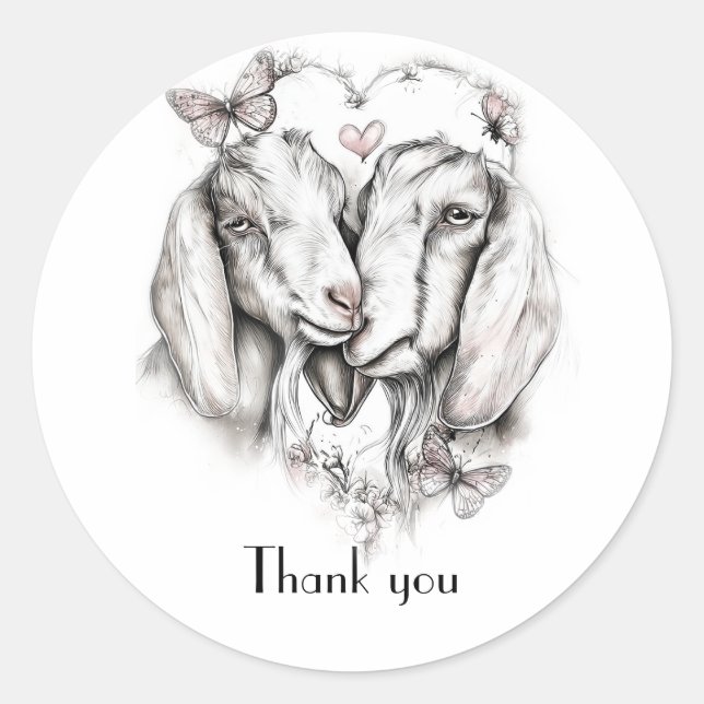 Rustic Nubian Goat Sketch  Classic Round Sticker (Front)