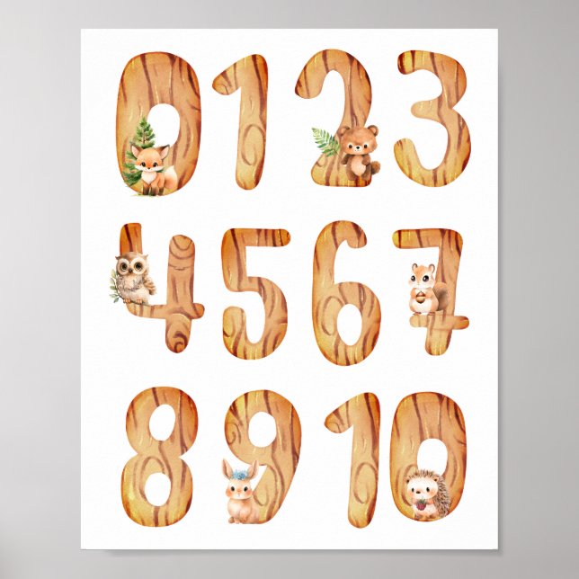 Rustic Numbers Boy Nursery Poster (Front)