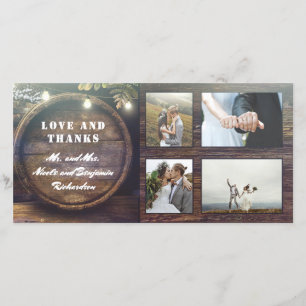Rustic Oak Barrel Country Wedding Thank You