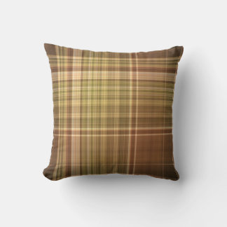 Rustic Oak Brown and Olive Plaid Cushion