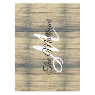 Rustic Oak Create Your Own Monogram Family Name Tablecloth