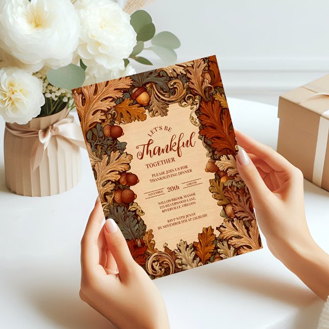 Rustic Oak Harvest Thanksgiving Celebration Invitation (Creator Uploaded)