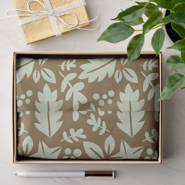 Rustic Oak & Maple Leaf Pattern Tissue Paper (Gift)