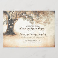 Rustic Oak Tree and Carved Heart Engagement Party