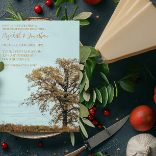 Rustic Oak Tree Autumn Rehearsal Dinner Invitation