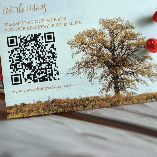 Rustic Oak Tree Autumn Wedding Details Enclosure Card (Creator Uploaded)