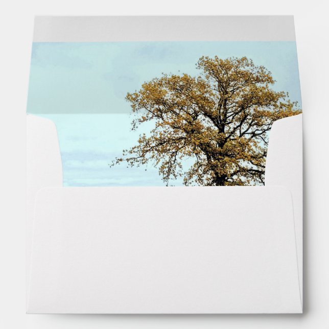 Rustic Oak Tree Autumn Wedding Envelope (Back (Bottom))