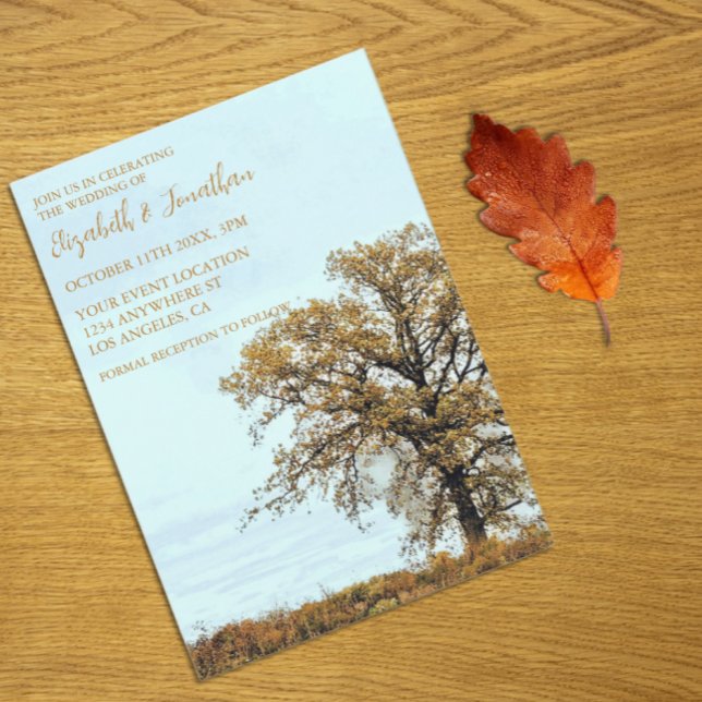 Rustic Oak Tree Autumn Wedding Invitation (Creator Uploaded)