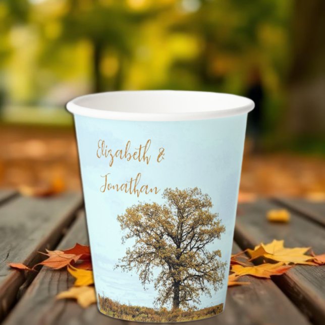 Rustic Oak Tree Autumn Wedding Paper Cups (Creator Uploaded)