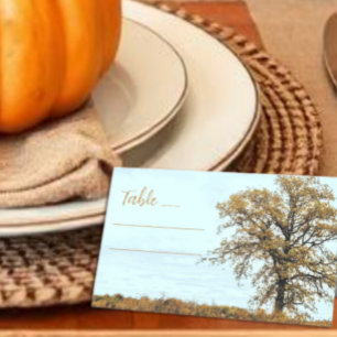 Rustic Oak Tree Autumn Wedding Place Card