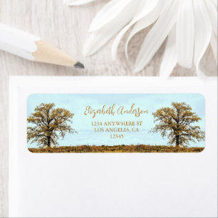 Rustic Oak Tree Autumn Wedding Return Address