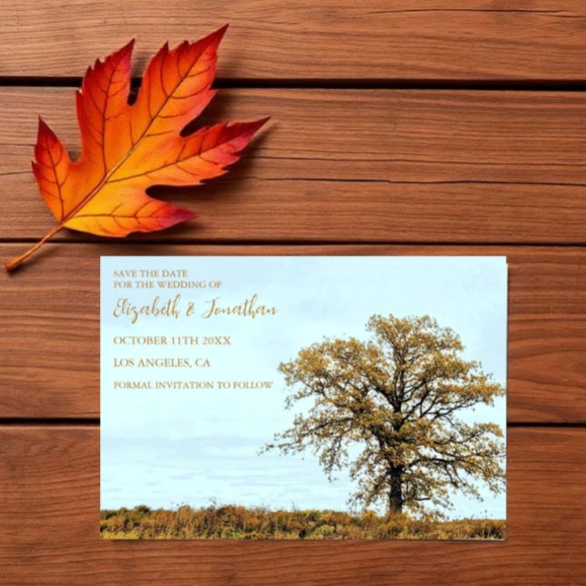 Rustic Oak Tree Autumn Wedding Save The Date (Creator Uploaded)