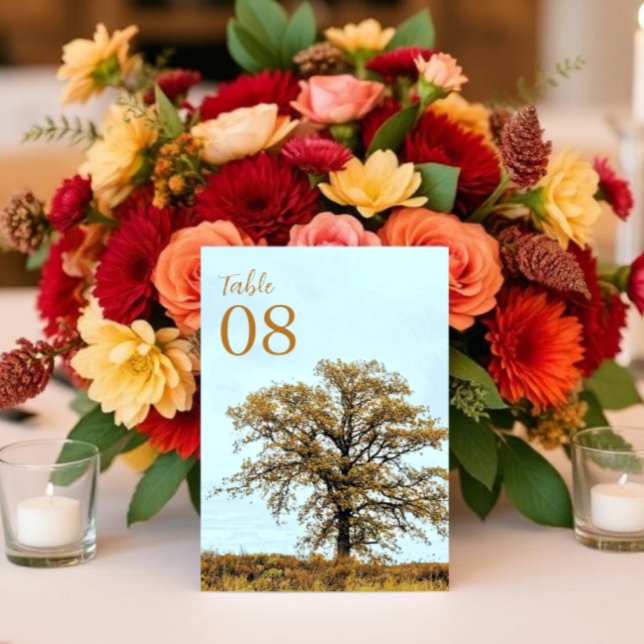 Rustic Oak Tree Autumn Wedding Table Number (Creator Uploaded)