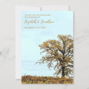 Rustic Oak Tree Autumn Wedding Thank You Card