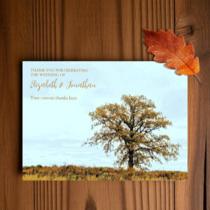 Rustic Oak Tree Autumn Wedding Thank You Card