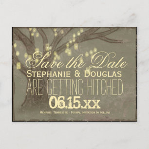 Rustic Oak Tree Mason Jars Save the Date Postcards