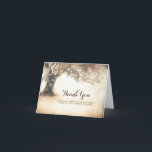 Rustic Oak Tree Wedding Thank You Card<br><div class="desc">Tree and string of lights rustic country wedding thank you cards</div>