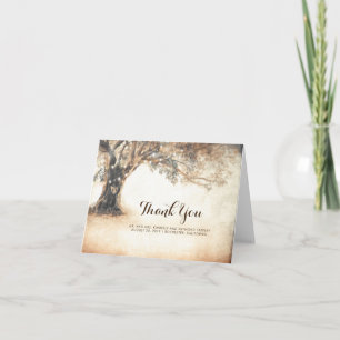 Rustic Oak Tree Wedding Thank You Card
