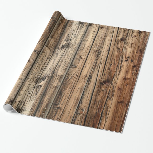 Rustic oak wood wrapping paper (Unrolled)
