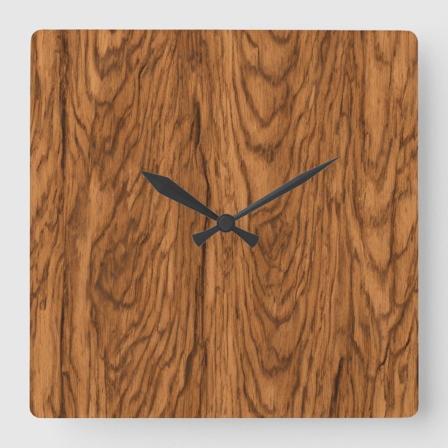 Rustic Oak Woodgrain Texture Square Wall Clock (Front)