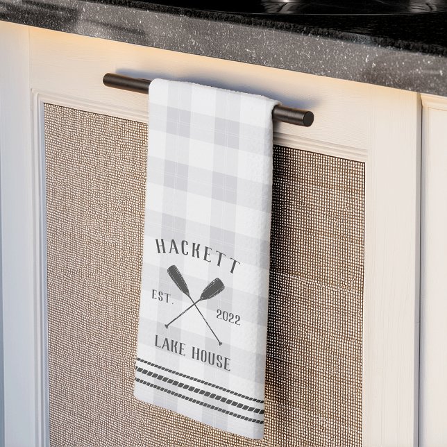 Rustic Oars Plaid Personalised Lake House Tea Towel (Creator Uploaded)