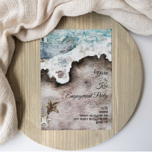 Rustic Ocean   Beach Engagement Party Invitation