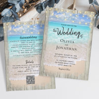 Rustic Ocean Beach Wedding QR Code All in one