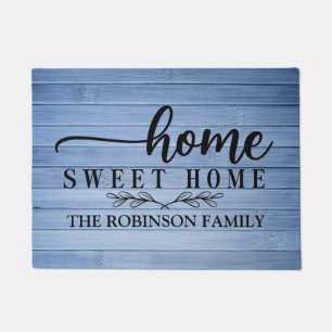 Rustic Ocean Blue Wood Farmhouse Custom Doormat