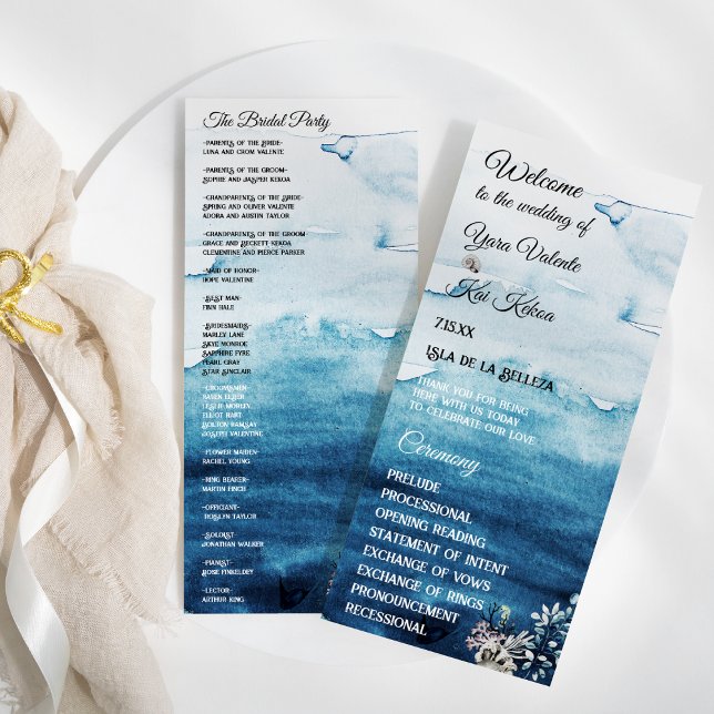 Rustic Ocean Bridal Party Flat Program Programme (Creator Uploaded)