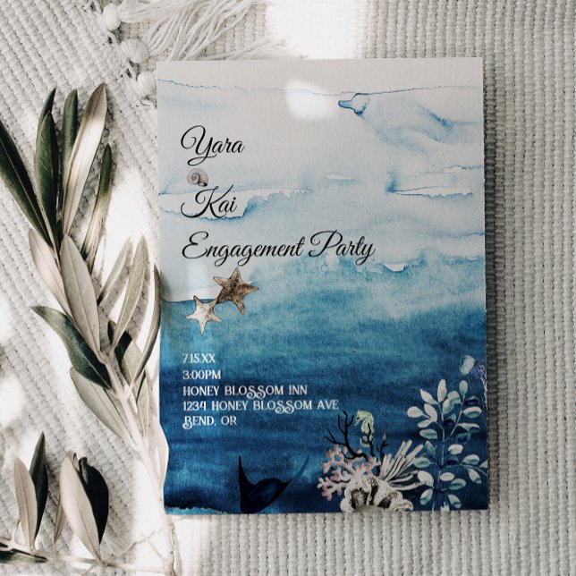 Rustic Ocean Engagement Party Invitation (Creator Uploaded)