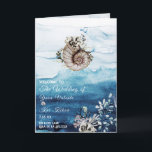 Rustic Ocean Folded Wedding Program Programme<br><div class="desc">This rustic ocean folded wedding program is perfect for your rustic beach boho wedding. This design features bold black and white calligraphy with a ocean background to match your beach destination wedding or casual modern wedding in the spring, summer or fall. Please feel free to reach out to us with...</div>