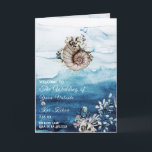 Rustic Ocean Folded Wedding Program Programme<br><div class="desc">This rustic ocean folded wedding program is perfect for your rustic beach boho wedding. This design features bold black and white calligraphy with a ocean background to match your beach destination wedding or casual modern wedding in the spring, summer or fall. Please feel free to reach out to us with...</div>