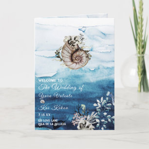 Rustic Ocean Folded Wedding Program Programme