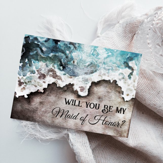 Rustic Ocean Maid Of Honour Proposal Card (Creator Uploaded)