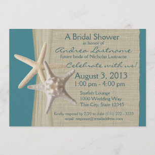 Rustic Ocean Starfish Bridal Shower Invitation