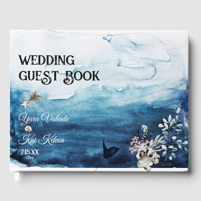 Rustic Ocean Wedding Guest Book (Front)
