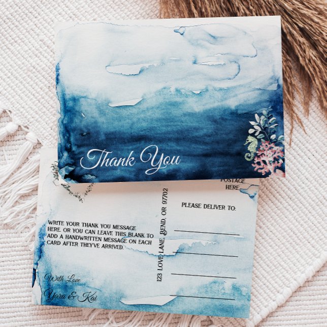 Rustic Ocean Wedding Thank You Postcard (Creator Uploaded)