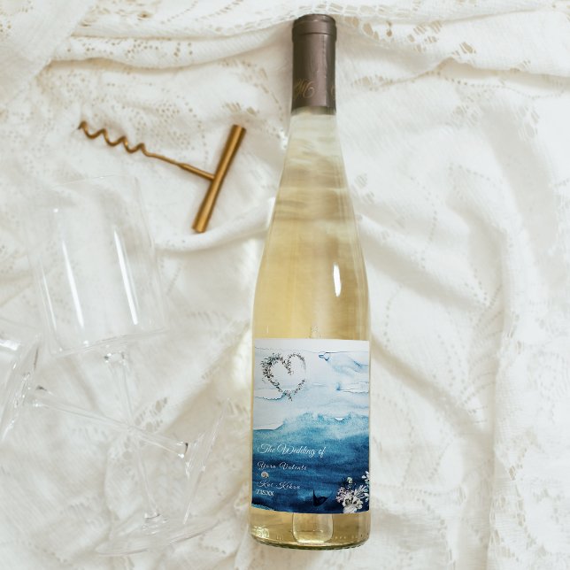 Rustic Ocean Wedding Wine Label (Creator Uploaded)