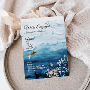 Rustic Ocean We're Engaged Engagement Party Invitation