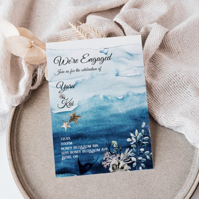 Rustic Ocean We're Engaged Engagement Party Invitation (Creator Uploaded)