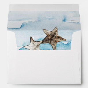 Rustic Ocean White Wedding Envelope