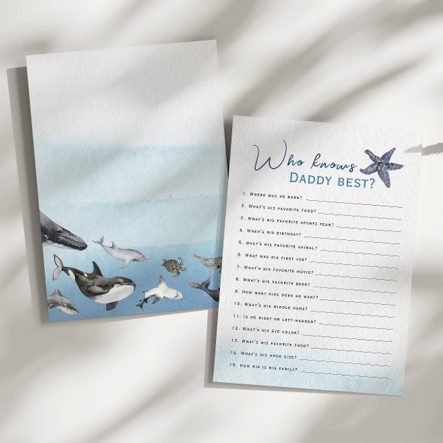 Rustic Ocean Who Knows Daddy Baby Shower Game Card (Creator Uploaded)
