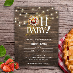 Rustic Oh Baby Cutie Pie Baby Shower Invitation