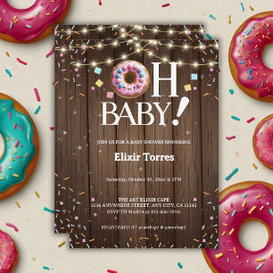 Rustic Oh Baby Doughnut & Sprinkle Kawaii Baby Sho Invitation