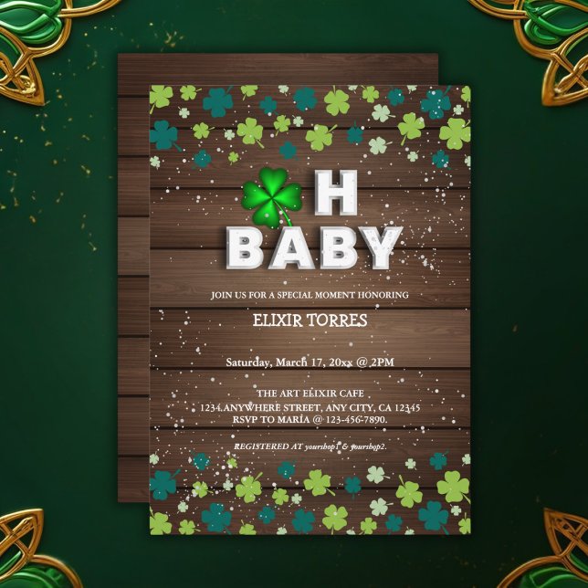 Rustic Oh Baby  St. Patrick's Day Baby Shower Invitation (Creator Uploaded)