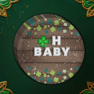 Rustic Oh Baby St. Patrick's Day Baby Shower Paper Plate