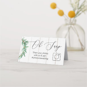Rustic Oh Snap Folded table card #hashtag