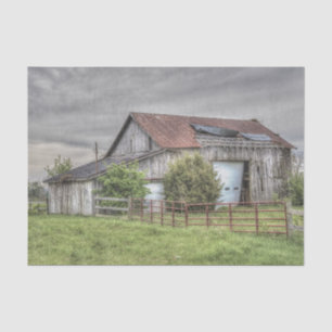 Rustic Ohio Barn Under Storm Clouds Tissue Paper